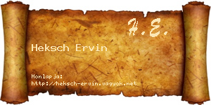 Heksch Ervin névjegykártya
